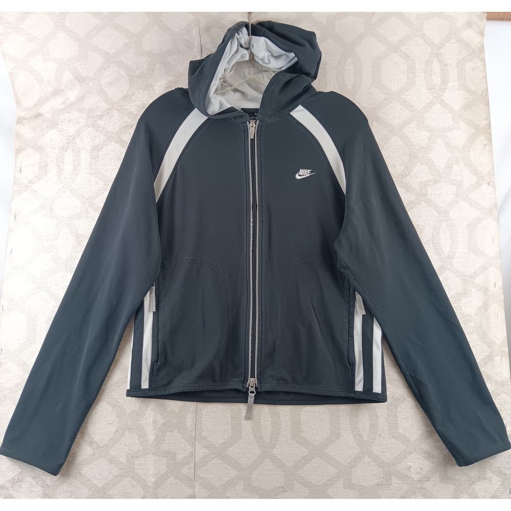 Nike Dri-FIT Full Zip Hoodie Women Medium Athletic Black Track Jacket‎